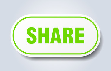 share sign. share rounded green sticker. share