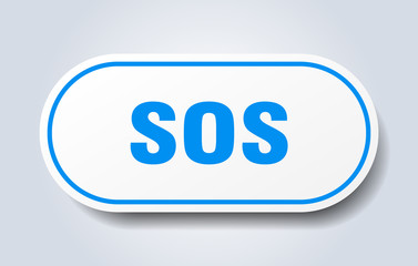 sos sign. sos rounded blue sticker. sos