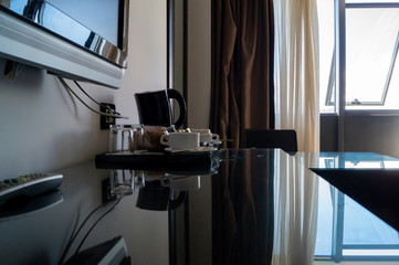 amenities in a hotel room