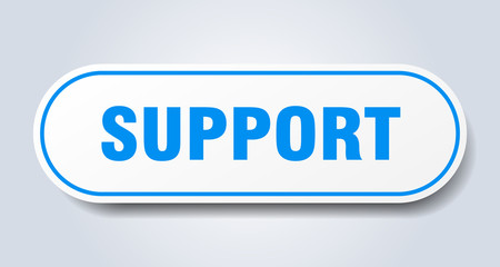 support sign. support rounded blue sticker. support