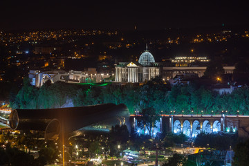 Fototapeta na wymiar Night view of former residence of Georgian President in Tbilisi, Georgia.
