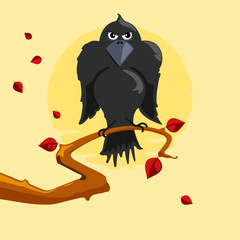 Raven sitting on a branch