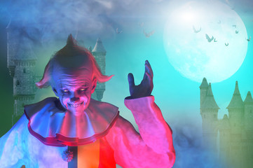 scary Halloween clown render 3D