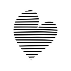 Big hand drawn black heart on the white background, simple vector shape for greeting cards, wedding invitation, banners, backgrounds, textiles design.