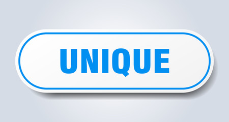 unique sign. unique rounded blue sticker. unique