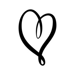 Big hand drawn black heart on the white background, simple vector shape for greeting cards, wedding invitation, banners, backgrounds, textiles design.