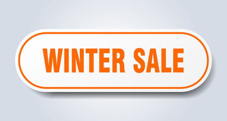 winter sale sign. winter sale rounded orange sticker. winter sale