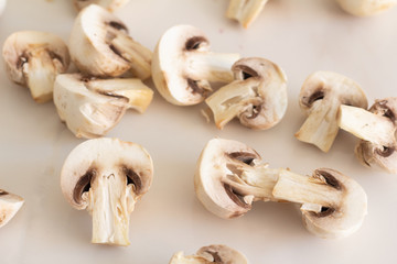 fresh mushrooms on wooden background