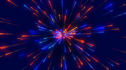 Red blue fireworks abstract cosmic background  (loop video)