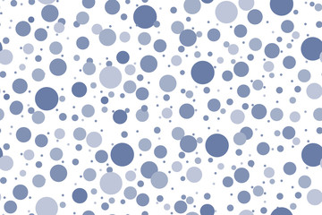 Circle colorful seamless pattern with different size and color. Creative doted shapes in blue tones on white background