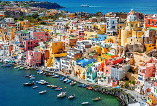 Colorful houses on Procida island, Naples, Italy