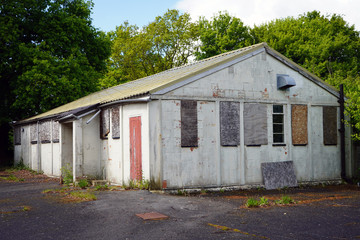 Old abandoned boarded up building 