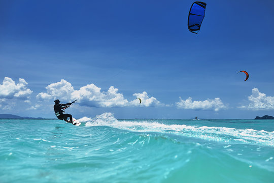 kite surfing in the sea