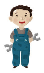 Cute Child Repairman. Illustration of a kid worker.