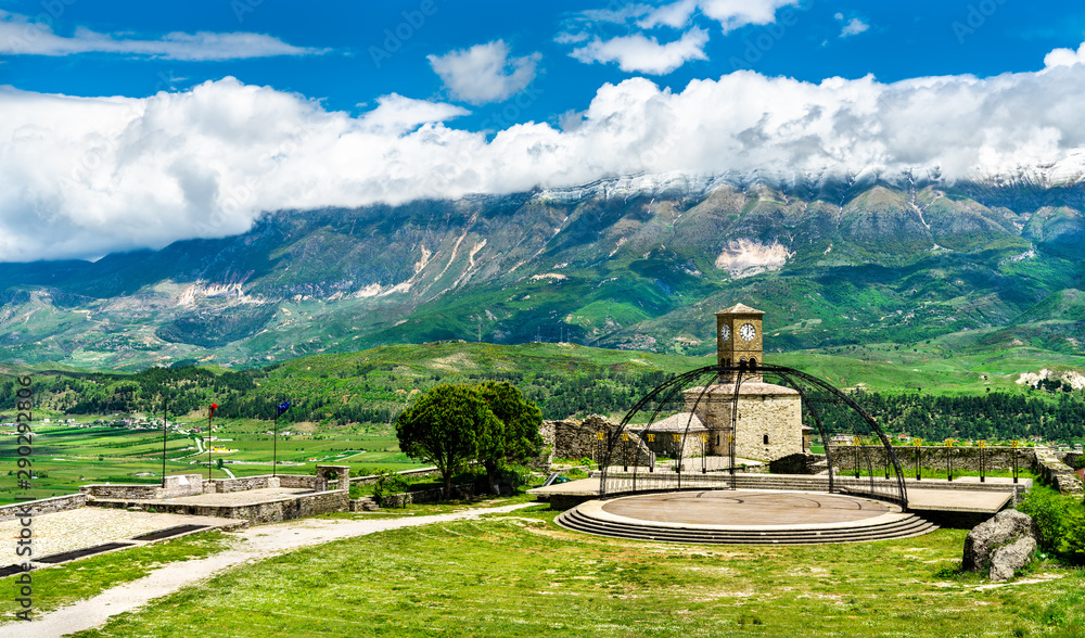 Canvas Prints Clock Tower at the Castle of Gjirokaster in Albania