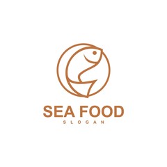 fish logo template, design concept vector, sea food