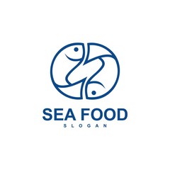 fish logo template, design concept vector, sea food