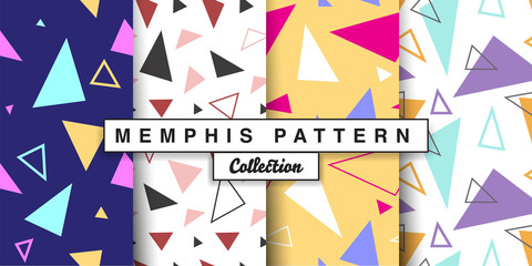 Memphis seamless pattern abstract elements for fashion, wallpapers, wrapping, print design. Colorful Background set in trendy 80s-90s memphis style.