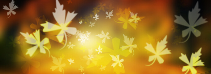 Wunderschöner warmer Hintergrund mit Silhouette und tollem goldenem Bokeh von herbstlichen Laubblättern 
