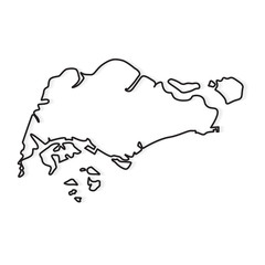 black abstract outliine of Singapore map- vector illustration