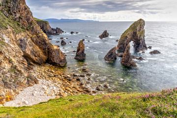 Fototapeta na wymiar Crohy Head Sea Arch and Sea Stacks in County Donegal, Ireland