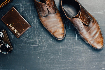 brown frayed leather shoes vintage style