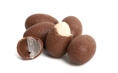 chocolate eggs isolated