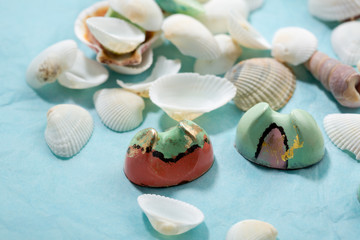 Sweet summer candy and sea shell