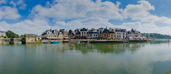 panorama cityscape view of the old town and river of Auray in Brittany in western France