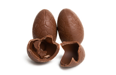 chocolate eggs isolated