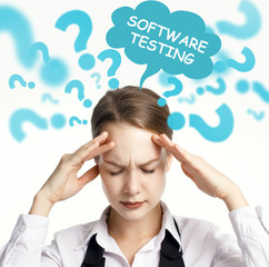 Business, technology, internet and network concept. The young entrepreneur comes up with an important idea: Software testing
