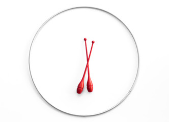 hoop and clubs for rhythmic gymnastics © serikbaib