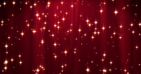 Red Merry Christmas background with golden stars. Walpaper for Valentine's day