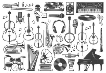 Musical instruments, music sound equipment - obrazy, fototapety, plakaty