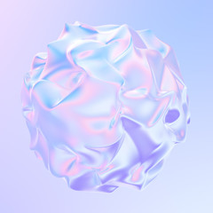 Fluid colorful holographic shape abstract 3D background. Holographic liquid element for your trendy design. 3d rendering.