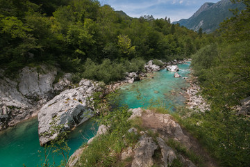 Fototapeta na wymiar Splendida valle del fiume Isonzo nei pressi di Caporetto