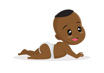 Crawling little baby African boy.