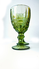 glass on green background