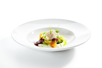 Exquisite Serving Avocado Salad with Truffle and Crab