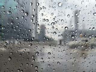 Water droplets on the glass