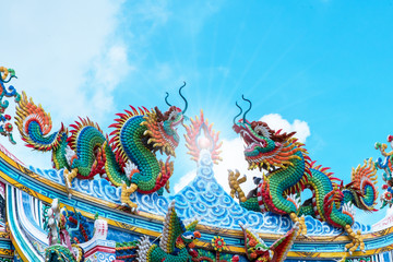 Fototapeta premium The Chinese Dragon stucco portrait photo,