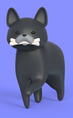 Cute french bulldog on blue background