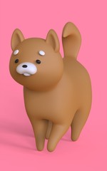 Cute shiba inu puppy on purple background