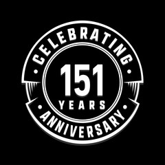 Celebrating 151st years anniversary logo design. One hundred and fifty-one years logotype. Vector and illustration.