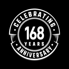 Celebrating 168th years anniversary logo design. One hundred and sixty-eight years logotype. Vector and illustration.