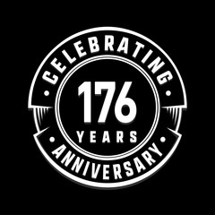 Celebrating 176th years anniversary logo design. One hundred and seventy-six years logotype. Vector and illustration.