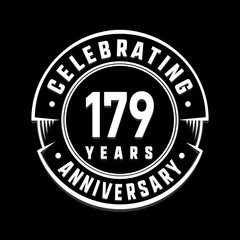 Celebrating 179th years anniversary logo design. One hundred and seventy-nine years logotype. Vector and illustration.