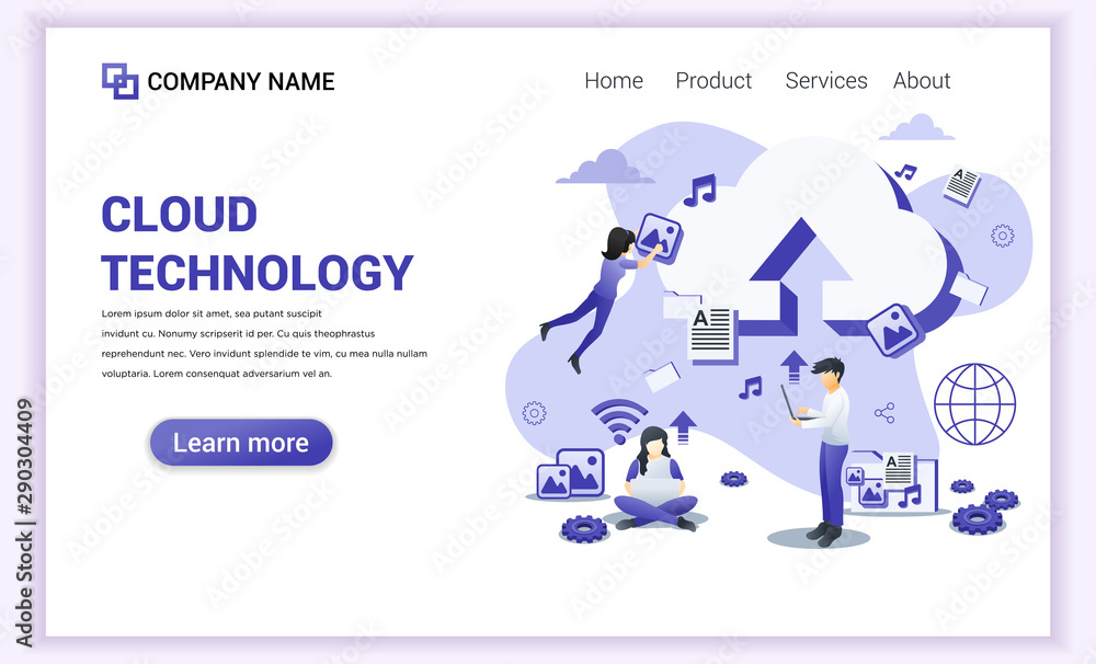 Aufkleber modern flat design concept of cloud technology, digital storage, data center with characters. can us