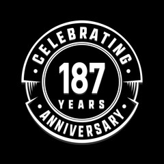 Celebrating 187th years anniversary logo design. One hundred and eighty-seven years logotype. Vector and illustration.