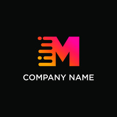 fast technology letter M logo design. speed design concept. Progress abstract creative sign. -vector